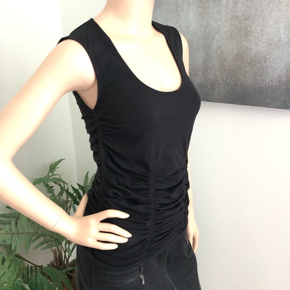 Joseph Ribkoff Basic Black Ruched Dressy Tank Top - Picture 1 of 6